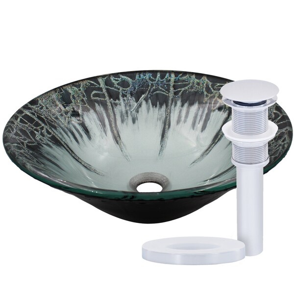 Novatto CREDERE Artsy Glass Vessel Bath Sink Set in Chrome NOHP-G19012CH - main